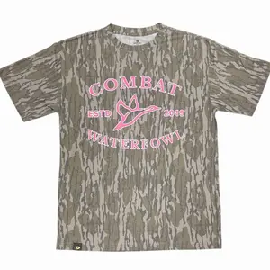 Pink Combat Waterfowl Washed Out Tee Mossy Oak Original Bottomland, Mossy Oak Original Bottomland Pink Combat Waterfowl Printing Short Sleeve Shirt O