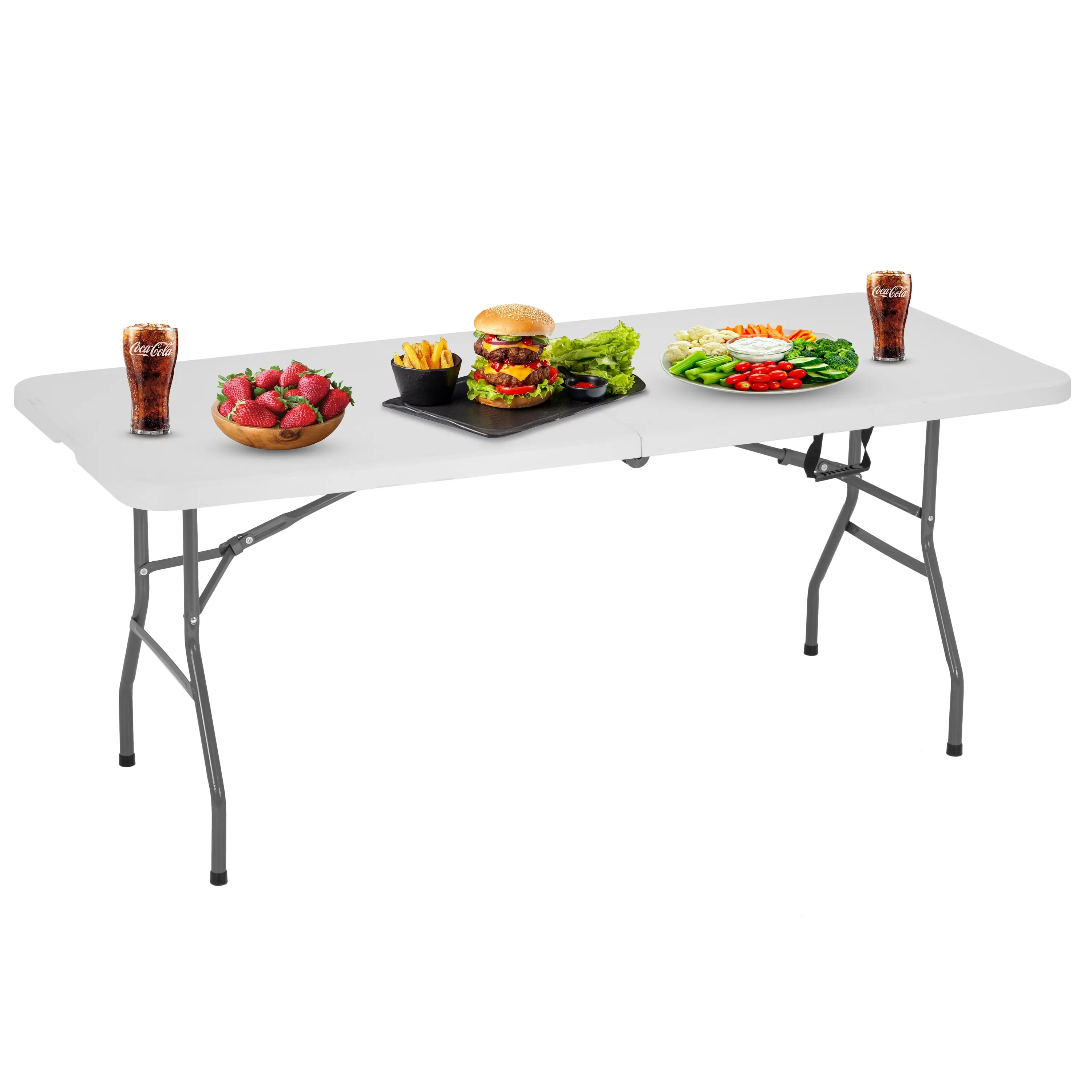 24/7 Shop at Home Miles Folding Banquet Table 72" x 29" for Indoor and Outdoor