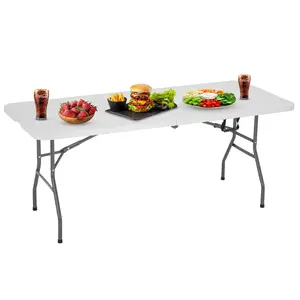 24/7 Shop at Home Miles Folding Banquet Table 72" x 29" for Indoor and Outdoor
