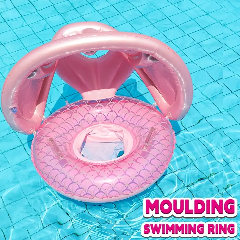 [Durable PVC] Pink Mermaid Tail Inflatable Swim Ring | 1 | Durable PVC | Molding Design, Floating | Water Play, Swimming Pool Toys | Youngsters