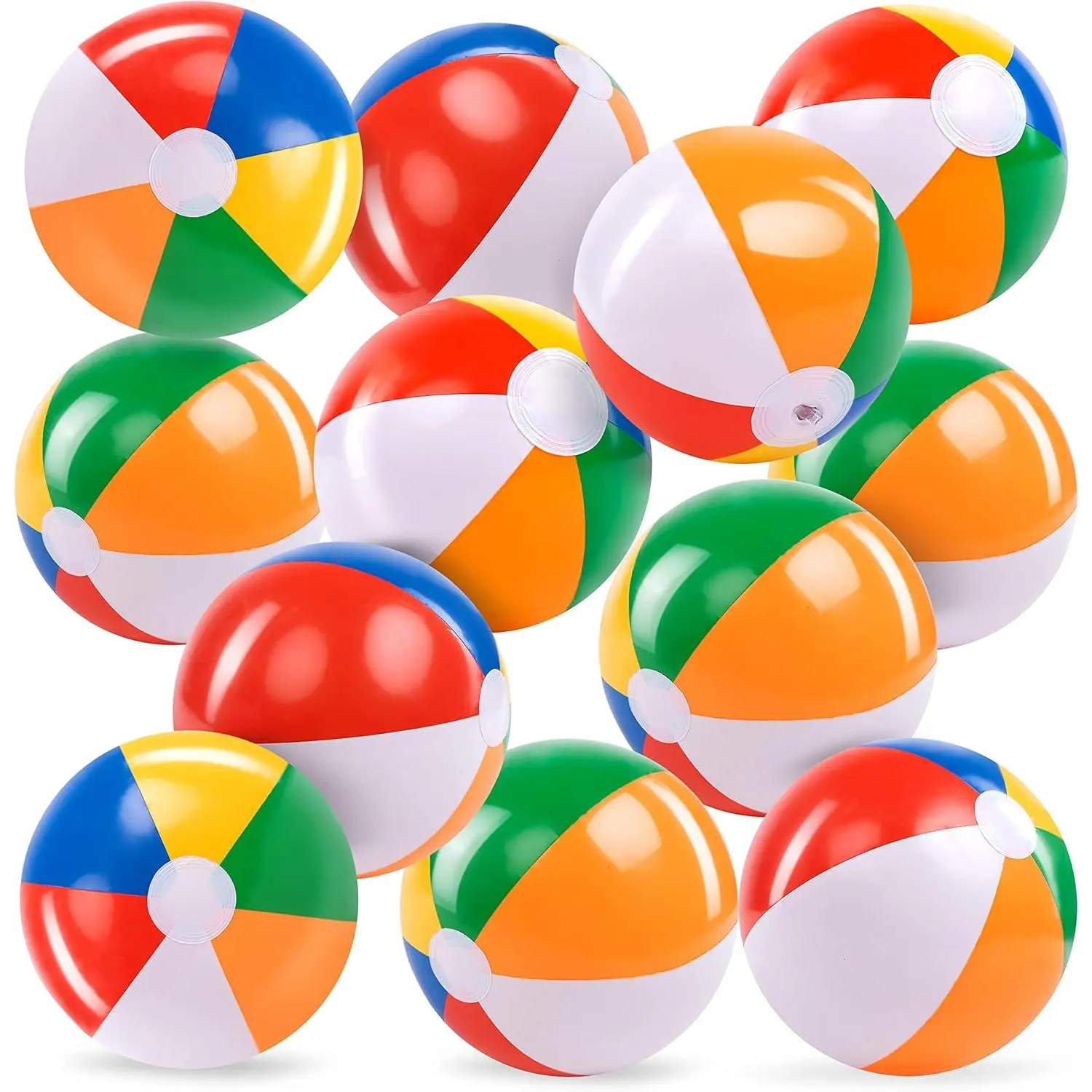 Festive Party Supplies 12-Pack 12-Inch Classic Rainbow Inflatable Beach Balls, Pool Toys for Kids & Adults, Ideal for Summer Pool Play Home Supplies, Child, Standard Ball