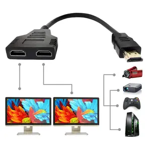 HDMI Cable Splitter 1 in 2 Out HDMI Adapter Cable HDMI Male to Dual Female 1 to 2 Way, Support Two The Same Size TVs at The Same Time, Signal One in Two Out Mirror Only