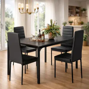GIZOON 3/5/7-Piece Dining Table Set for 2/4/6, Modern Solid Wood & PU Leather Chairs, Compact H-Shape Design, Durable & Comfortable, Ideal for Small Spaces, Living Room & Apartment Furniture
