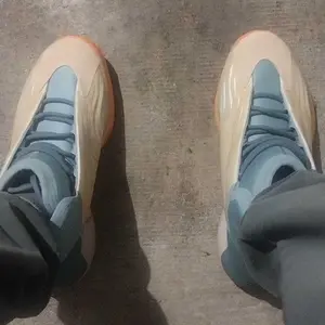 adidas Mens Yeezy Quantum Basketball Sneakers Shoes - Beige, Blue, Orange
