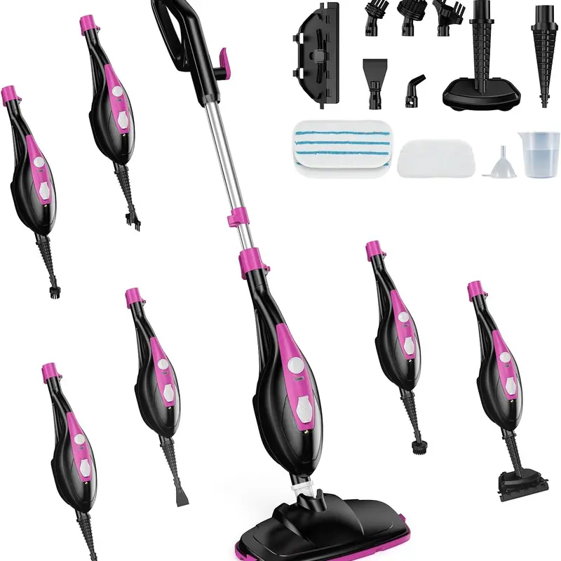 1550W Steam Mop & Handheld Cleaner 10-in-1, Multi-Surface Floor Steamer for Hardwood Tile Carpet, Detachable for Windows Grout, 16FT Cord & Pads Included