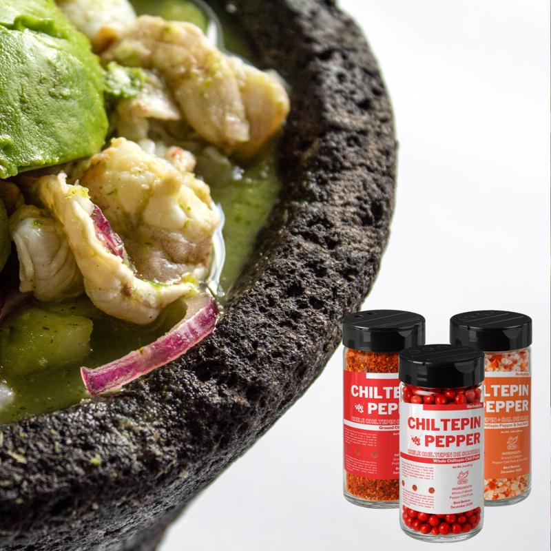 Chile Chiltepin De Sonora & Sal de Mar - Frasco 3.5oz (100g) Dried Chiltepin Peppers & Sea Salt (Chile Tepin) – Freso, Picoso, & Silvestre - Para los Aguachiles, Mariscos, Caldos, Sopas!