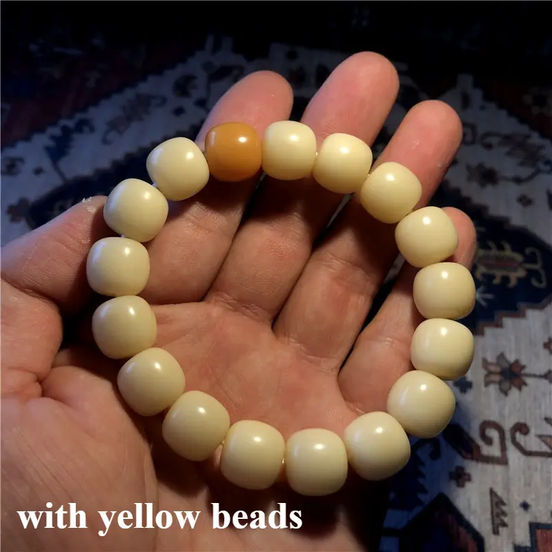Naturally Polished Bodhi Seed Mala Bracelet – High-Density White Bodhi Root Buddhist Prayer Beads for Meditation & Mindfulness