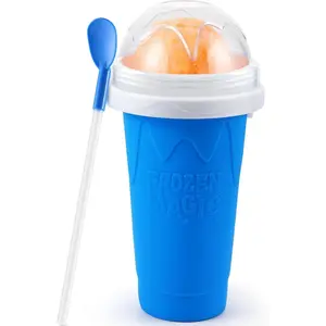 Tgosomt Slushy Cup Blue Magic Quick Frozen Slushie Maker Cup Squeeze Ice Cream Make Cool Fun Stuff Things Gadgets Manual Easy to Use Safe Materials Food Grade Silicone EVA PP