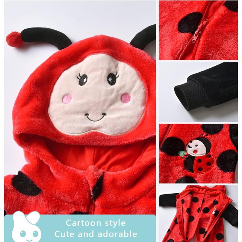 Infant Baby Girl Boy Animal Cosplay Costume Cartoon Ladybug/Bee Hooded Long Sleeve Halloween Fall Winter Clothes 0-24 Months