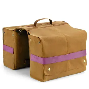 ROCKBROS 27L Expandable Bike Pannier Bag with Shoulder Strap Waterproof Durable Canvas Design & Purple Accents for Daily Commuting