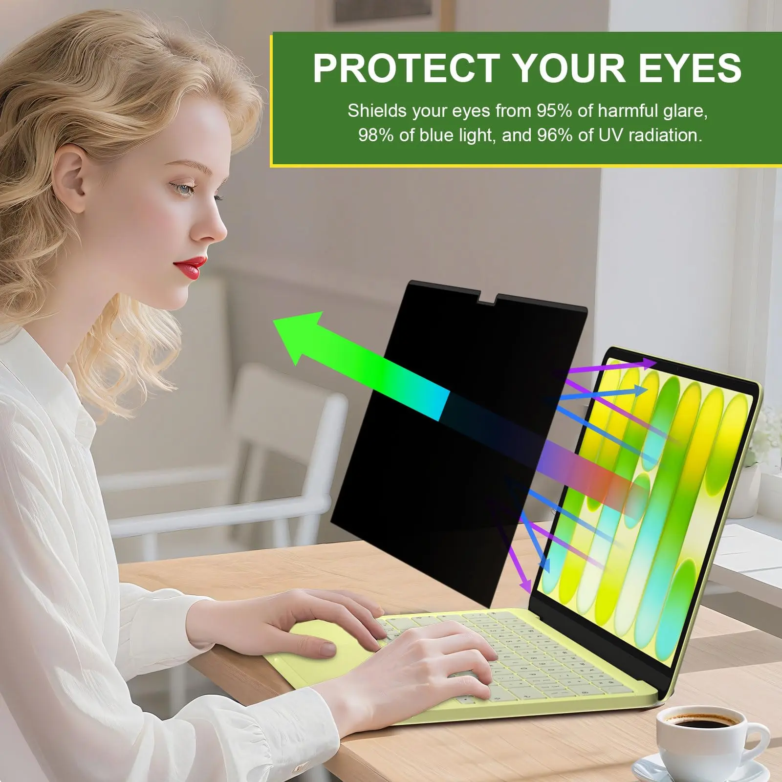 LUSA DESIGN Laptop Privacy Screen 16 Inch Magnetic(16:10 Aspect Ratio) | Removable Anti Spy Blue Light Glare Laptop Privacy Screen Filter Matte for Dell/Hp/Acer/Lenovo/Samsung/Asus/ThinkPad