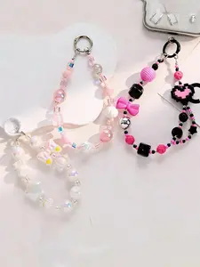 Creative Punk Style Phone Chain Dopamine Candy Color Bag Accessory Keychain Jewelry Beaded Pendant Necklace for Women