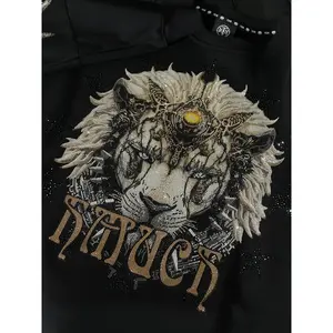 TCH-Rhinestone Black Lion King Sweatshirt Clothing Graphic parke mockneck sweatshirt ziphoodies