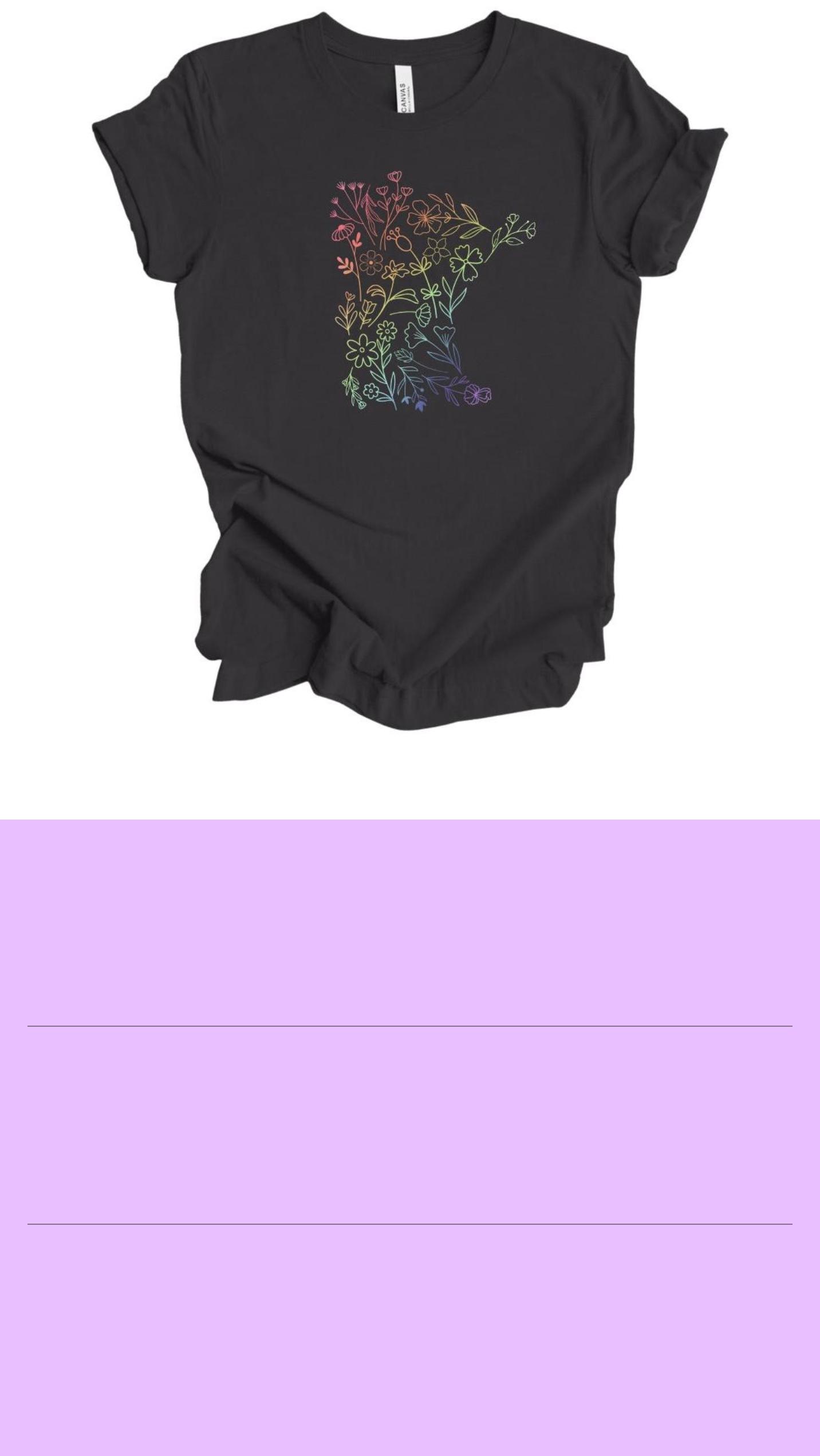 TEE: Rainbow MN Floral Print Minny Tees Apparel, L