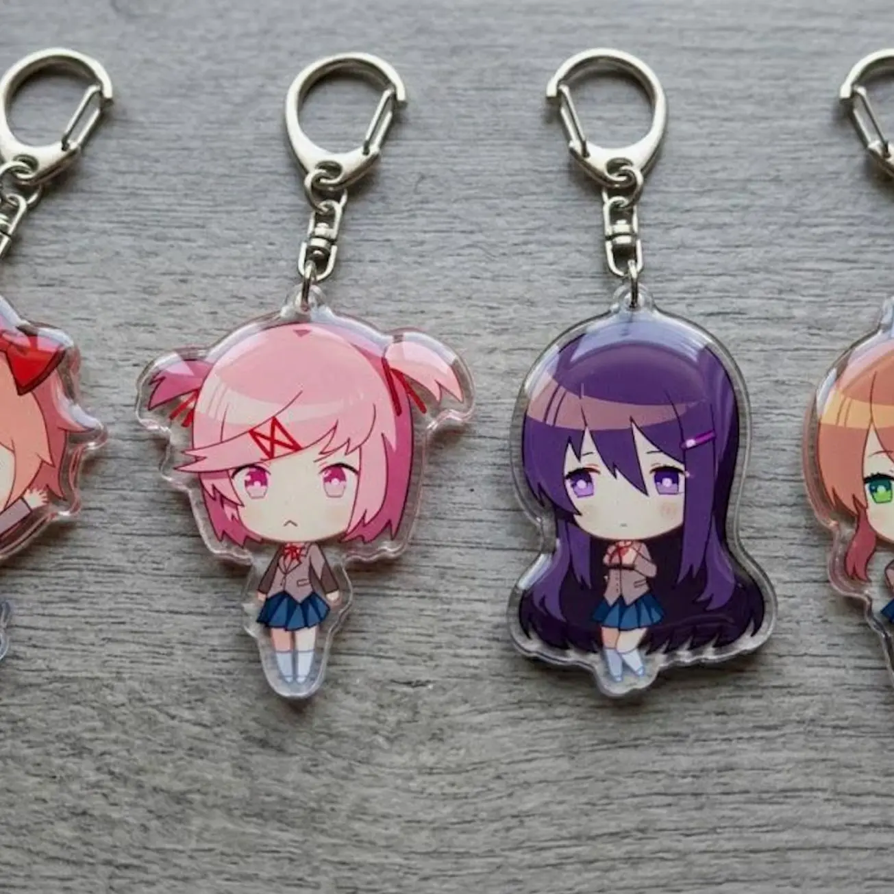 DDLC Acrylic Keychain , Monika Natsuki Yuri Sayori Bag Charm, Kawaii Game Accessory Cute Keychain,Gift for Anime Fan