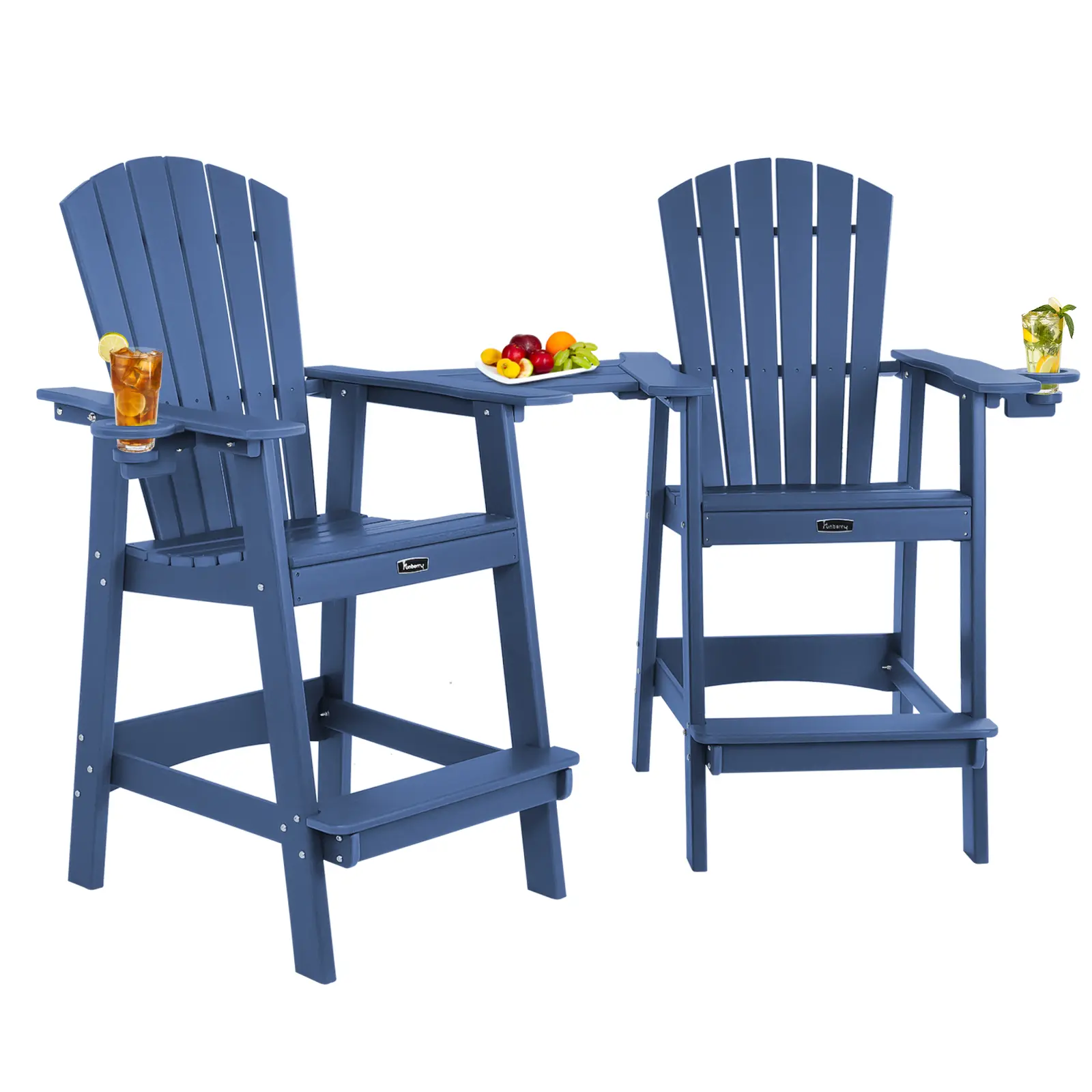 Tall Adirondack Chair Set of 2, Balcony Chair with Connecting Tray, Lifeguard Chair adirondack chair