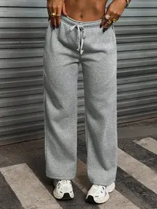 A women's high-waist loose version drawstring design is comfortable and skin-friendly versatile drawstring loose sweatpants, suitable for autumn and winter, suitable for daily going out, sports or home leisure, Fitness Sports Pants