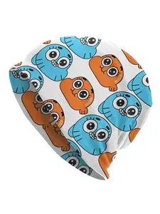 Vintage Gumball Skull Cap - Retro Cartoon Design, Stretchy Polyester & Elastane Blend, Unisex Hip Hop Beanie for Men & Women, Perfect for Autumn & Spring, Hand Wash or Dry Clean, Gumball Accessories