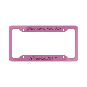 Christian License Plate Frame, Love is Patient, Religious Car Decor