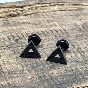 GTHIC Black Simple Triangle Stainless Steel Stud Earrings for Men Women Birthday Mother's Day Gift