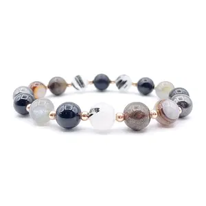 Shield III Shungite & Labradorite Bracelet with 8 Premium Gemstones Custom Sized to Fit