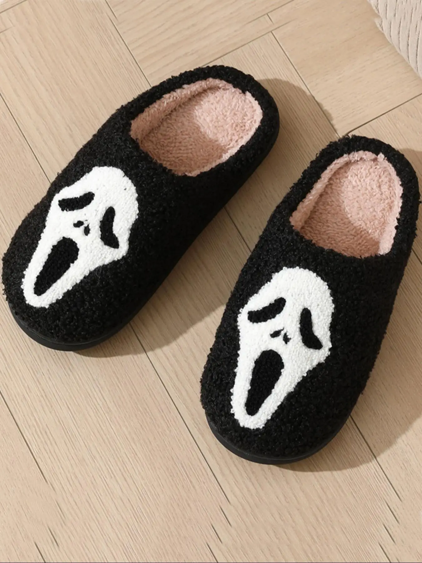 Women's Halloween Themed Cute Pumpkin Plush Slippers, Casual Soft Comfortable Home Slippers for Fall & Winter, Fluffy Fall & Winter House
