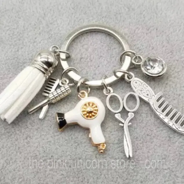 Hair Stylist Charms Keychain - White Tassel, Stylish Hair Accessory, Unique Personality Showcase, Perfect for Keys, Purse & Backpack