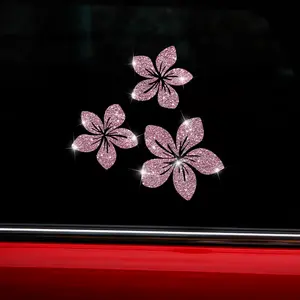 Shiny Three Flower Car Sticker, Self-Adhesive No Residue Vinyl, Easy Installation for Cars Trucks Motorcycles Glass Windows Laptops, Best Gift