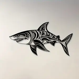 Shark Wall Art Sculpture, Unique Ocean Design, Laser-Cut Metal Decor, Perfect for Home Decoration, Creative Gift Idea