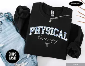 Physical Therapy T-Shirt / Sweatshirt / Hoodie , DPT , Boho Blue Toile Rehab Specialist Shirt, Physical Therapist , PT Fabric Grey