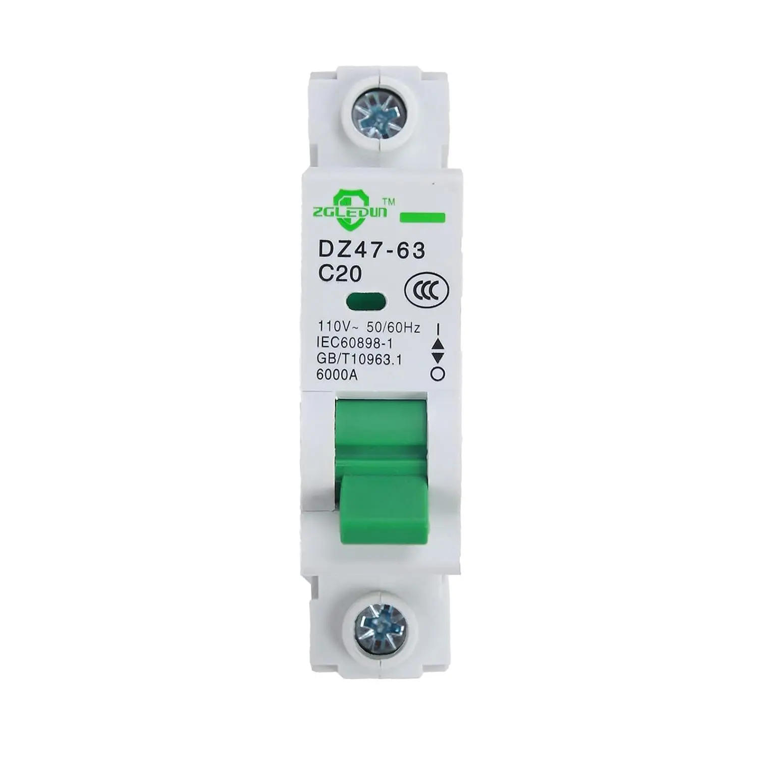 AC Miniature Circuit Breaker, 1 Pole 20 Amp, 120/240VAC, 6kA Din Rail Mount Breaker with Thermal Magnetic Trip, D47-63 C20 1P, AC Solar MCB, Buckle Design, Household Lighting