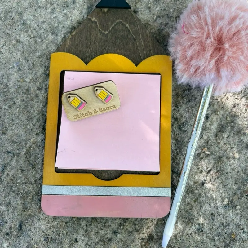 Stitch & Beam+custom teacher notepad holder+post it note holder+custom laser notepad holder