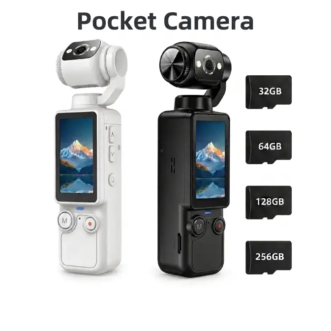 Ultra HD Portable Action Body Camera - Video Camcorder, Multifunction HD Recorder, 64GB×4 Storage, 180° Rotating Lens, Handheld Stabilizer, Screen, USB Rechargeable, Pocket Vlogging Camera for Travel