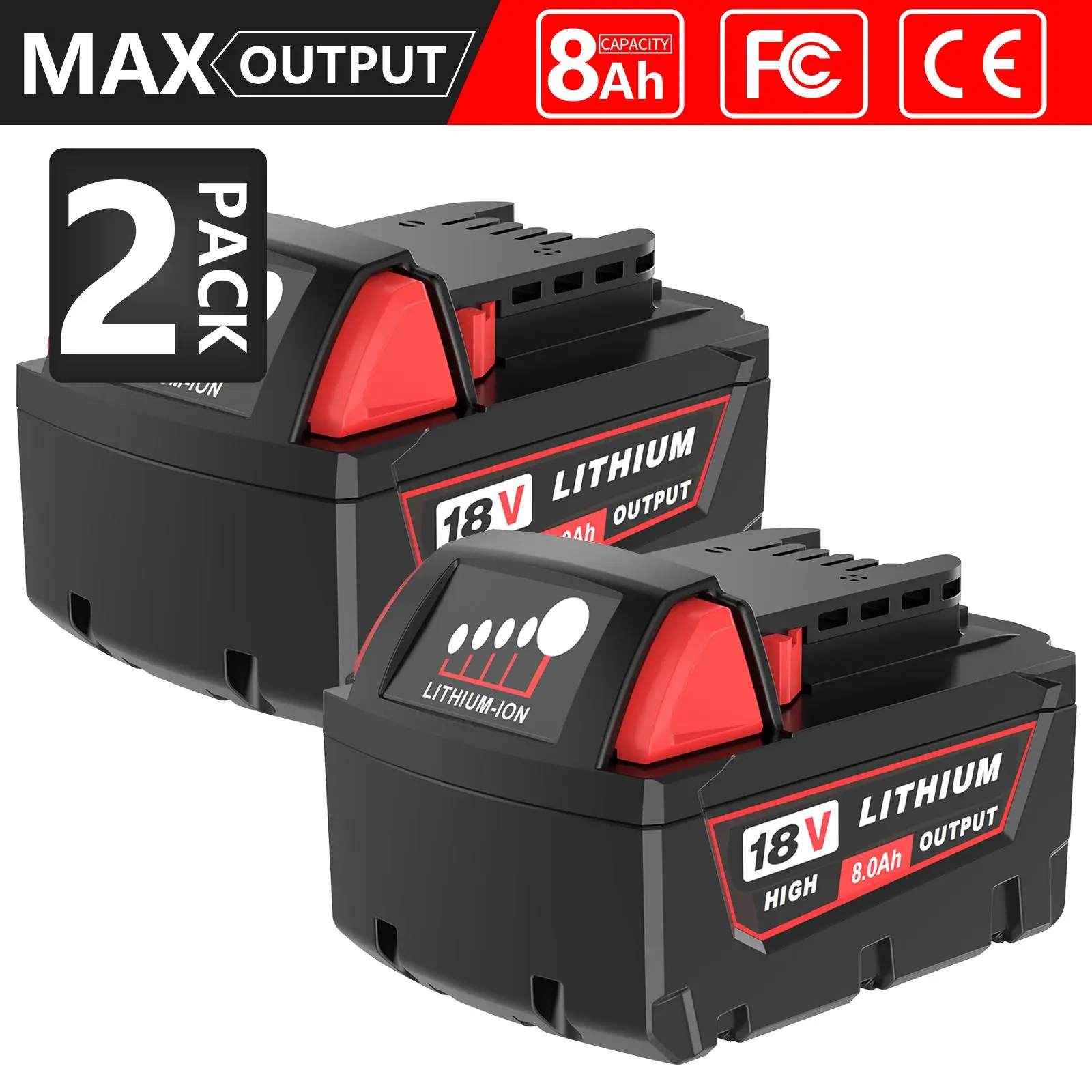 18V 8.0Ah Replacement for Milwaukee MK18 Battery 48-11-1850 48-11-1840 48-11-1852 48-11-1815 Cordless Power Tools Lithium-Ion battery