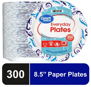Everyday Disposable Paper Plates, 8.5", 300 Count