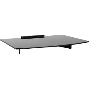 Mount-It!Floating Wall Shelf – Tempered Glass Media Shelf for Cable Box, DVD Player, Gaming Consoles (PS5, Xbox, Roku), Projector – Wall-Mounted w/Steel Frame, Cable Management, 22 lb Capacity