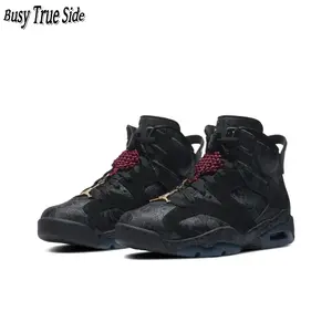 Black Suede High-Top Sneakers with Red & Gold Accents, Textured Upper, Bold Retro Design, Non-Slip Outsole, Stylish Footwear for Streetwear & Casual Wear