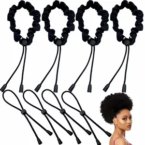 8 Pcs Adjustable Elastic Satin Hair Ties for Afro Puff Thick Hair Dreadlock Natural Hair Ties for Updo Puff Ponytail Holders for Women Girls