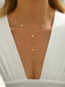 LIEBEIRIS 18K Gold Plated Heart Y-Necklace – Stainless Steel Zirconia Jewelry, Perfect Gift