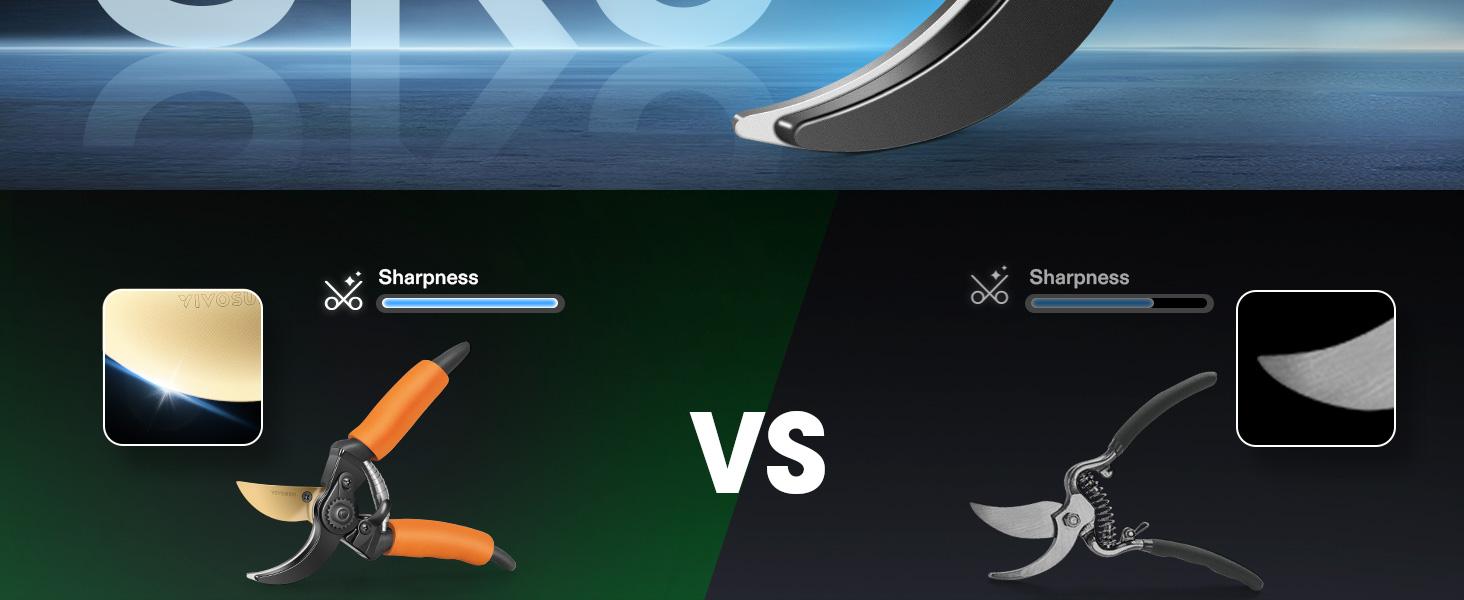 VIVOSUN 8.5" Bypass Pruning Shears for Gardening, Heavy-Duty Garden Scissors, Ultra Sharp Pruners with 3/4 in. Cut Capacity SK5 Blades, Thick Cushion-Covered Handle and Safety Lock