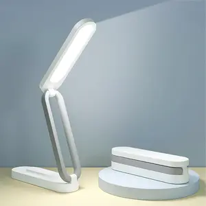 X-DLP03  LED Desk Lamp for Office Home & Battery Operated Lamp Rechargeable Lamp Foldable & Portable Light, LED Desk Light Strip, 3 Brightness Dimmable Small Desk Lamp Wireless Reading Lamp (White)