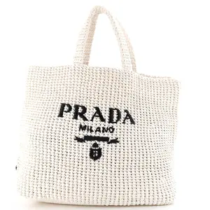 Pre-owned PRADA Raffia Tote Bags REBAG Logo Tote Large by Rebag