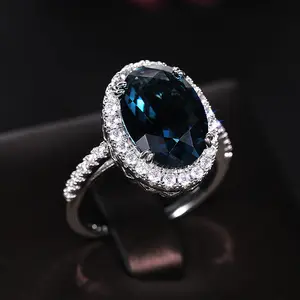 Women's Elegant 10*14mm Oval Zirconia Engagement Ring - Minimalist Geometric Copper Ring, No.6, 4.5g Daily Female Mid Finger Costume Jewelry