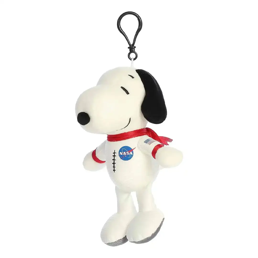 Aurora Peanuts Palm Pals 7" White Spacesuit Snoopy Clip-On Mini Plush Keychain - Cartoon Characters Cute Sturdy Collectibles Fabric Accessory, Bean-Free, Durable, Approx. 5"x4"x5"