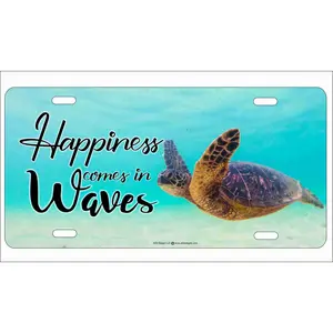 Happiness comes in waves sea turtle underwater novelty front license plate custom vanity Decorative aluminum car tag