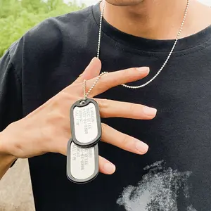 [1pc Stainless Steel Dog Tag Necklace] Fashion Stainless Steel Dog Tag Necklace with Aluminum Pendant, Hip-Hop Double Hanging Tag Chain, Trendy Unisex Long Sweater Chain Accessory