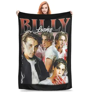 Horror Movie Scream Billy Loomis Flannel Blanket, All Season Multifunction Soft Throw Blanket for Home Relaxing, Outdoor Camping, Bedding Use
