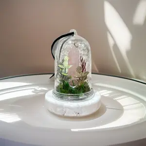 Rose Quartz Acrylic Ornament Table Top Decoration, Fluorite Crystal Dome Ornament, Terrarium, Herbs, Crystal Protection, Home Ornament