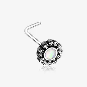 Filigree Opal L-Shaped Nose Ring