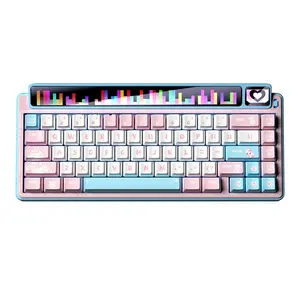 AMG65 Mechanical Gaming Keyboard w/Dual Screen, 65% Wireless Small Custom Keyboard RGB,Bluetooth/2.4G/Wired, Rapid Trigger, Hot Swappable for Windows Laptop PC Mac